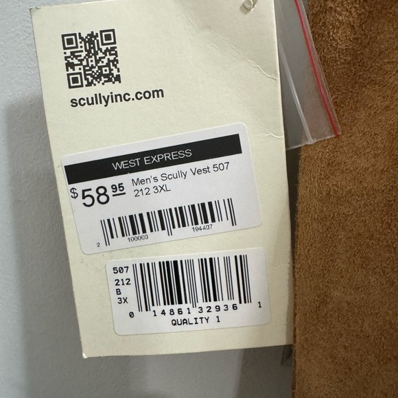 Scully Tan Men’s Suede Vest - Picture 3 of 3
